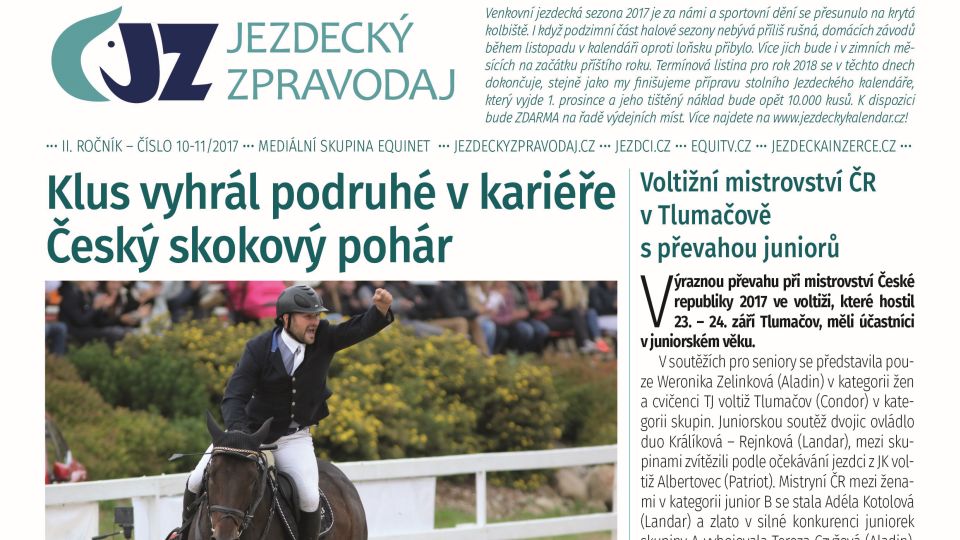 Přečtěte si říjnový Jezdecký zpravodaj 2017
