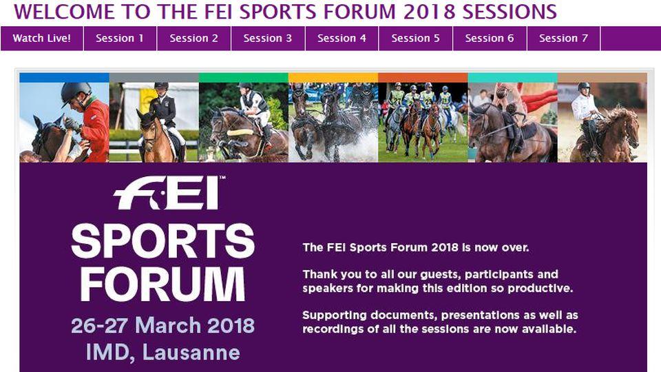 V Lausanne proběhlo FEI Sport Forum 2018